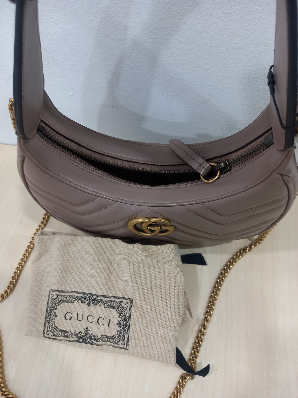 Gucci GG Marmont Half Moon Mini Chain Shoulder Bag 699514