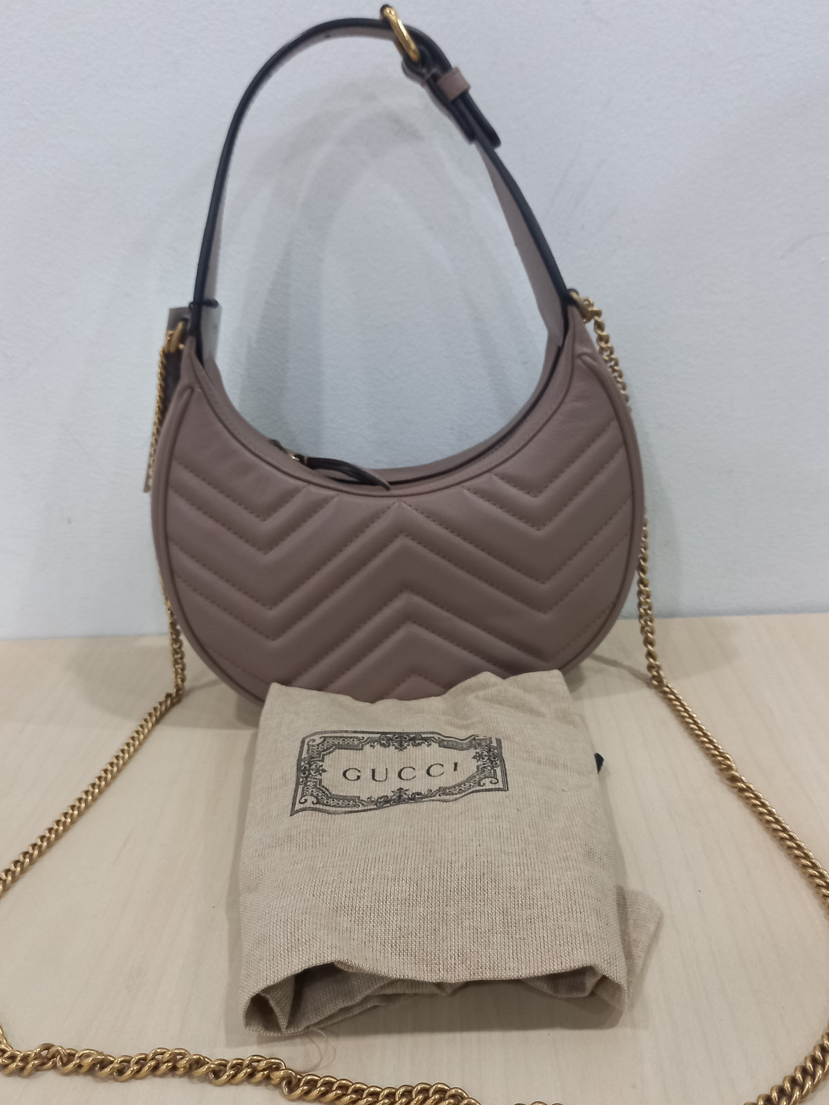 Gucci GG Marmont Half Moon Mini Chain Shoulder Bag 699514