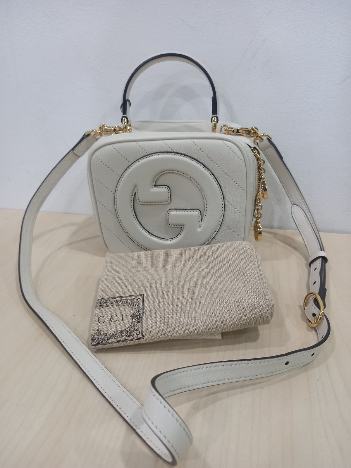 Gucci Ivory Leather Blondie ONE Shoulder Bag 744434