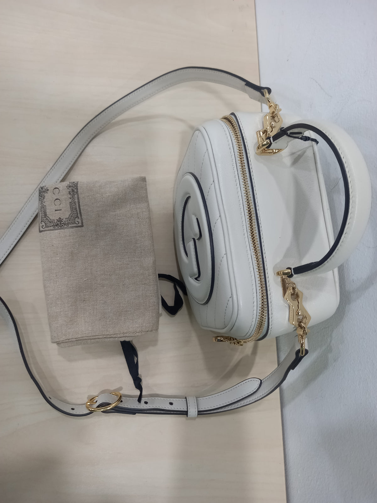 Gucci Ivory Leather Blondie ONE Shoulder Bag 744434