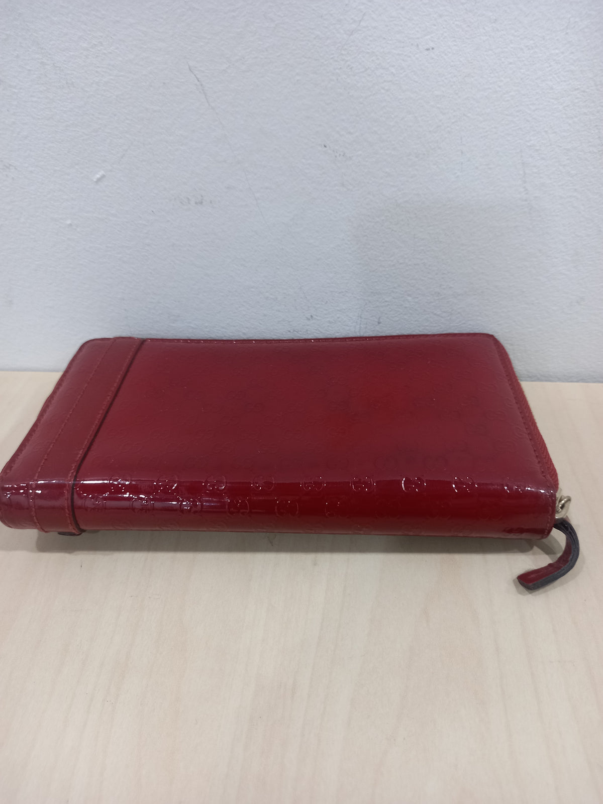 Gucci Red Patent Leather GG Zip-Around ONE Long Wallet 309758