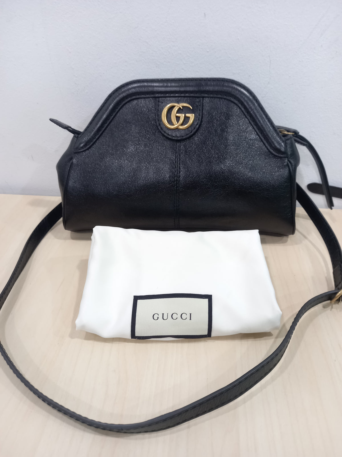 Gucci Black Leather GG Vintage Marmont Tiger Head Rebelle Small Shoulder Bag 524620