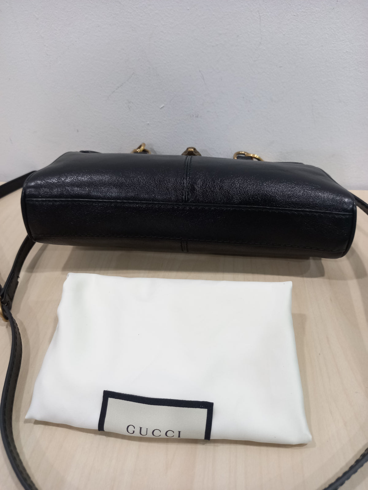 Gucci Black Leather GG Vintage Marmont Tiger Head Rebelle Small Shoulder Bag 524620