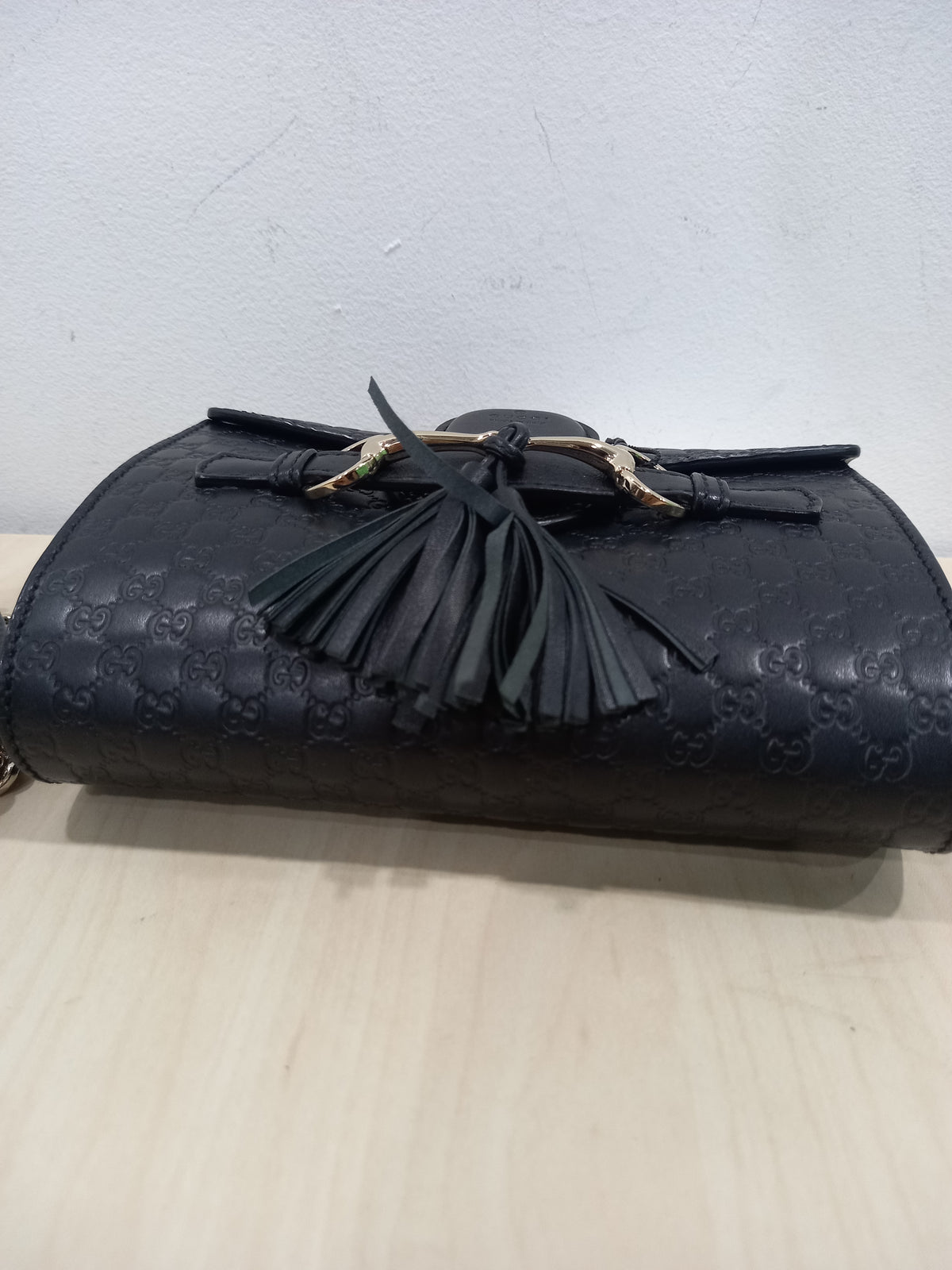 Gucci Black Shimmer Leather Emily Mini Crossbody Bag 449636