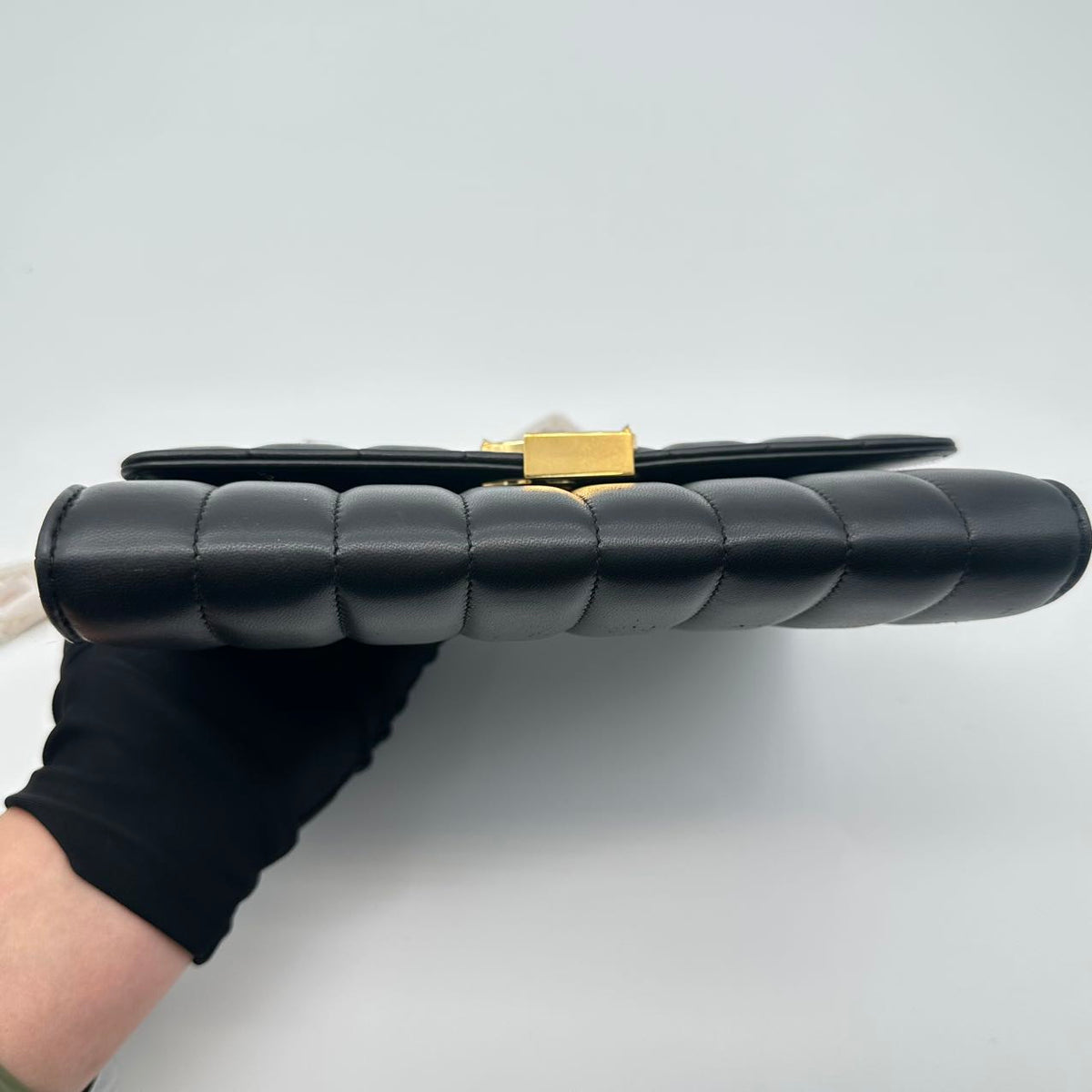 YSL Square Fat Chain Bag in Black and Gold (MM020)