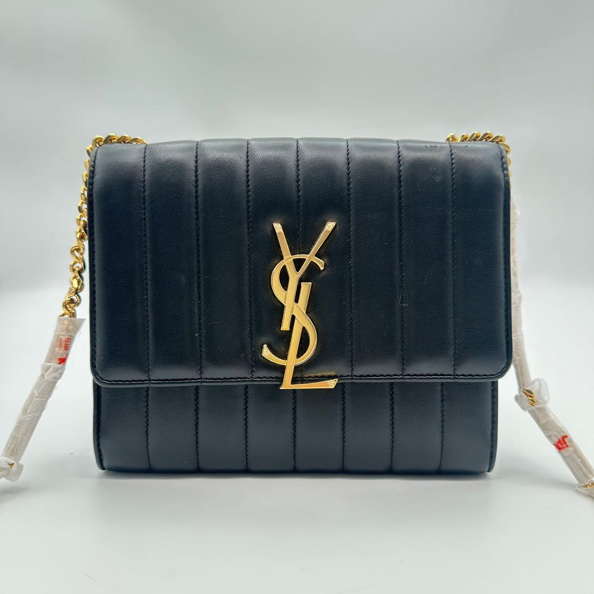 YSL Square Fat Chain Bag in Black and Gold (MM020)