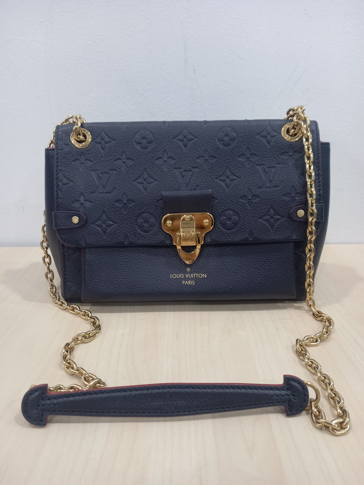 Louis Vuitton Navy Leather Empreinte Monogram Babylone PM Shoulder Bag M52271
