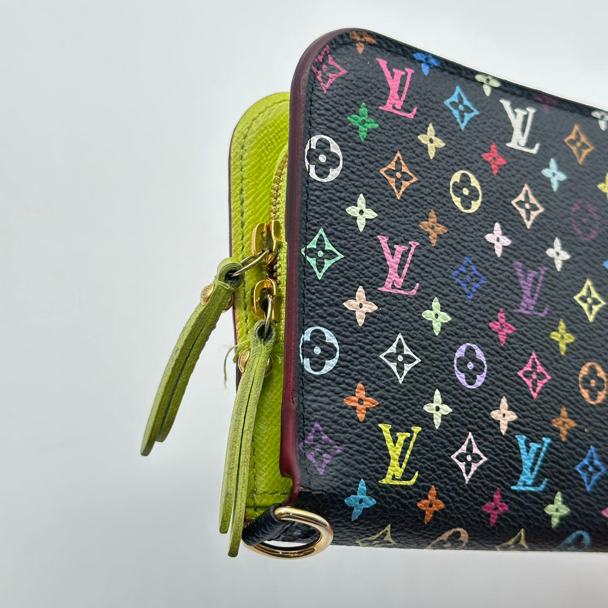 LV black tricolor wallet with green lining (MM039)
