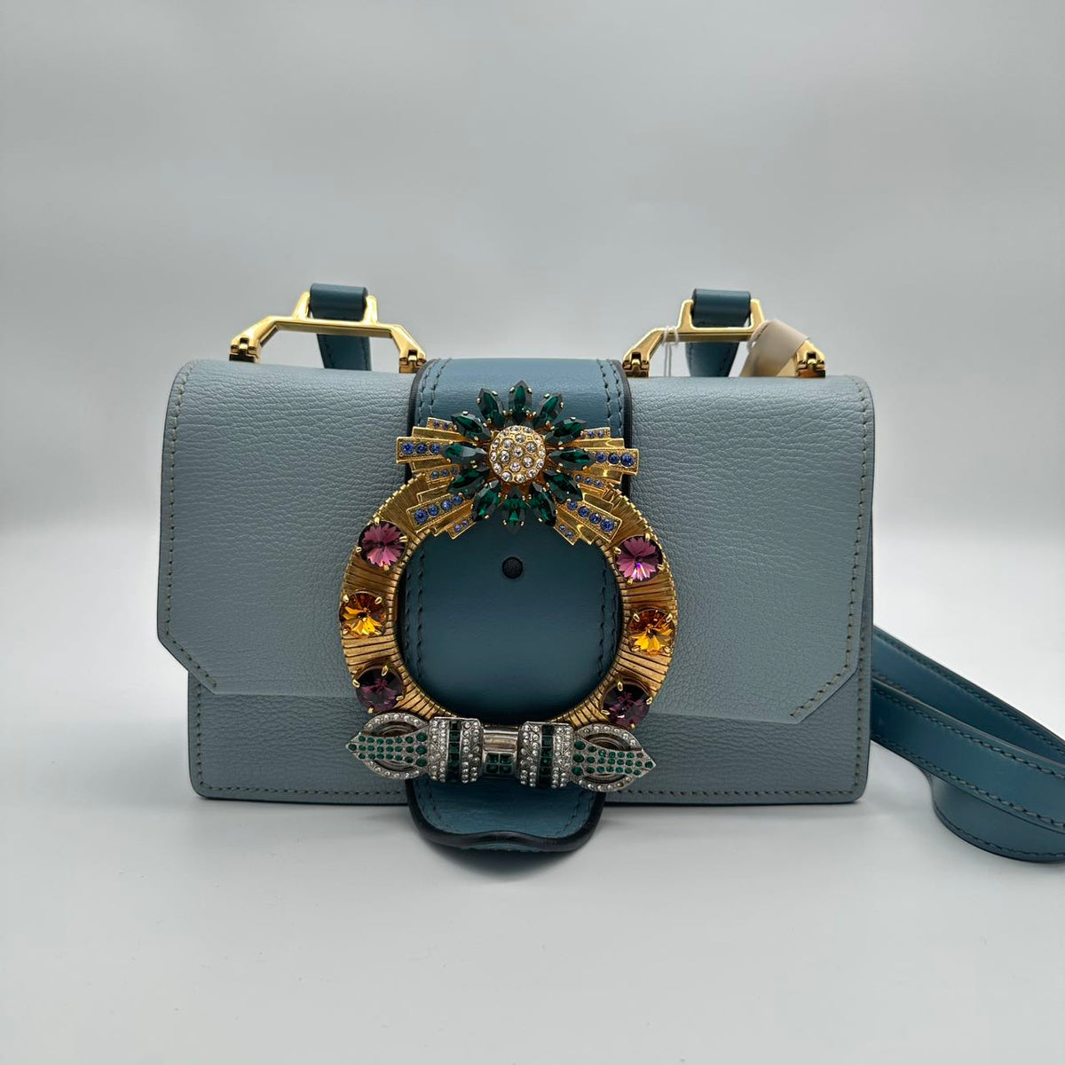 Miumiu rhinestone bag in blue calfskin (MM003)