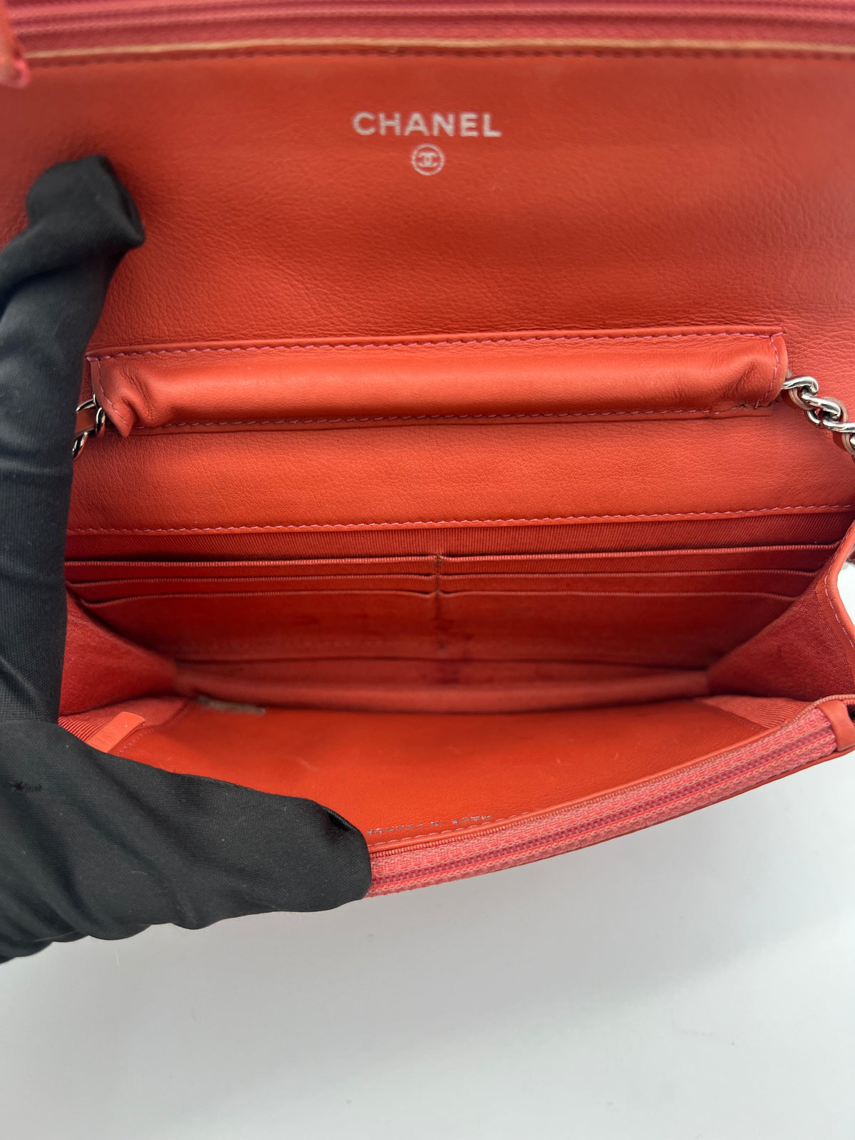 CHANEL Wallet On Chain Patent Letaher Orange (JS032)