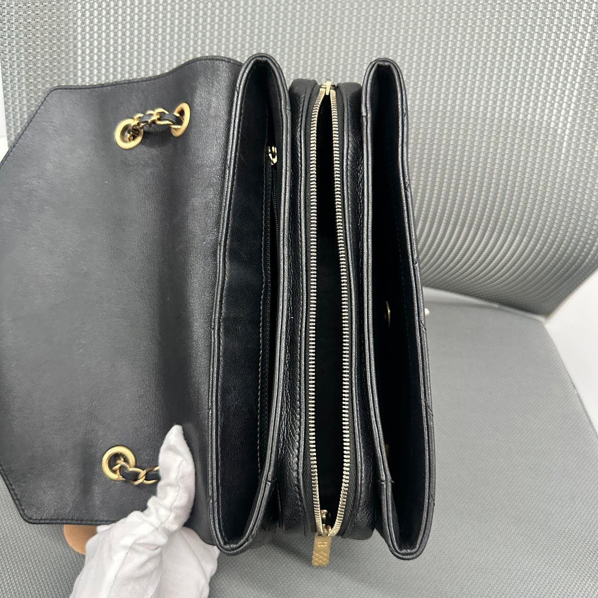 Chanel V-Quilted Envelope Bag Black with Gold Hardware (BL1298)