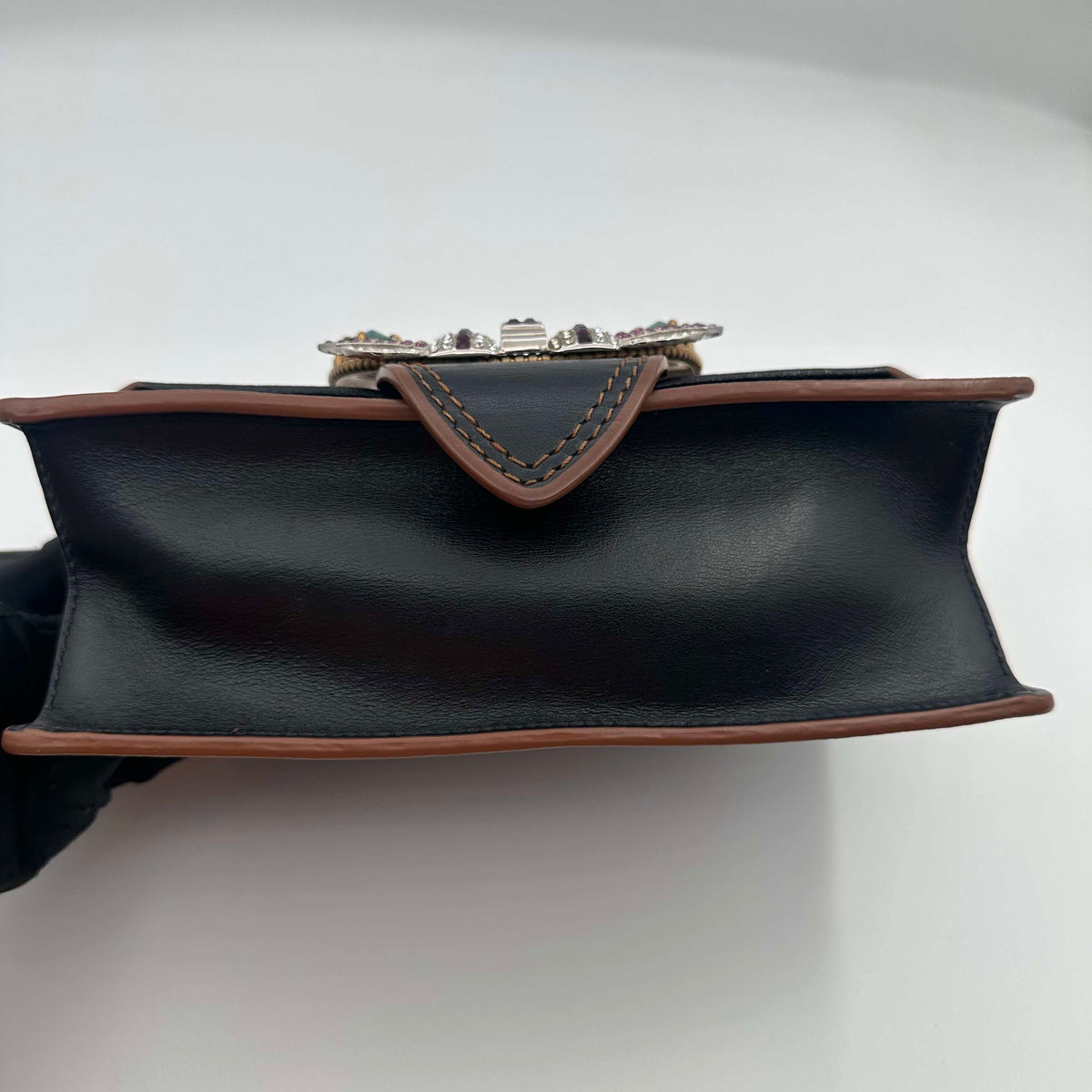 Miu Miu Sunflower Gemstone Buckle Black Crossbody Bag (BL0398)