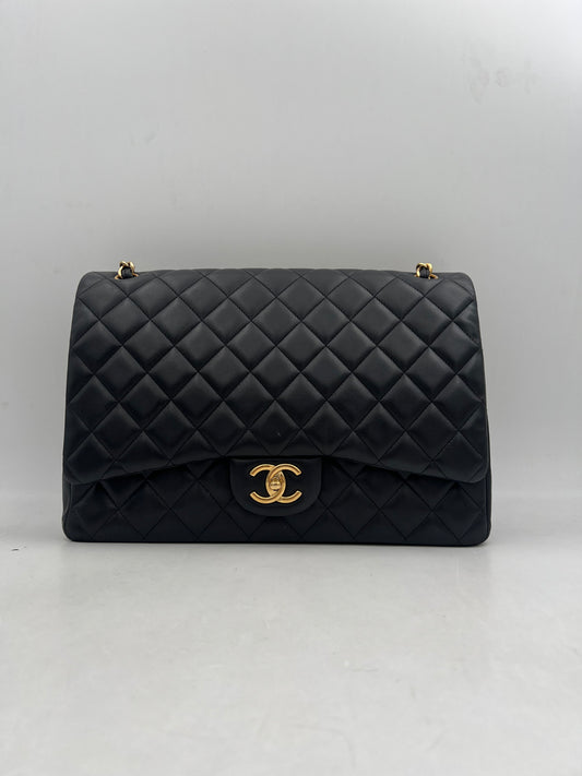 Chanel Maxi Classic Flap Bag, Black with Gold Hardware (AQ005)