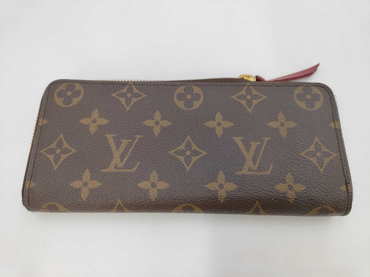 Louis Vuitton Monogram Portefeuille Clemence Fuschia Zip Wallet EC-0153
