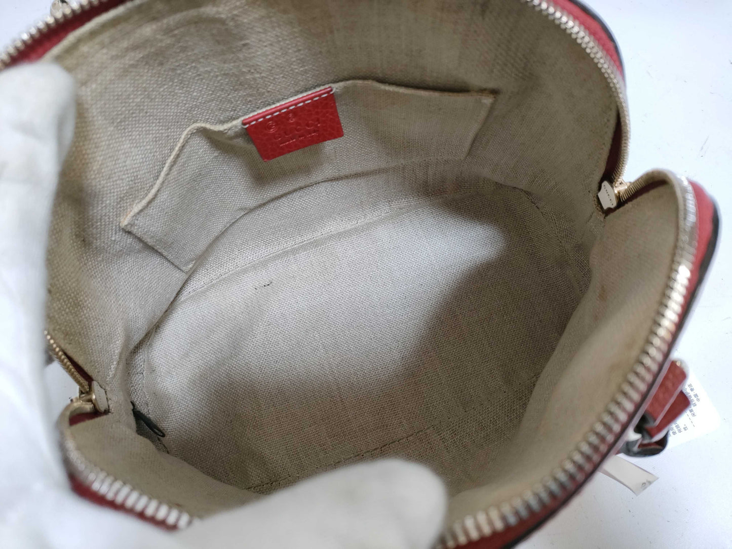 Gucci Red Leather Small GG Charm Dome Satchel EC-0726