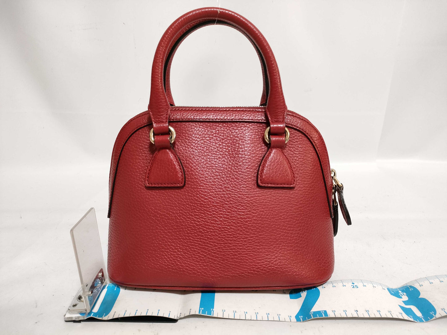 Gucci Red Leather Small GG Charm Dome Satchel EC-0726