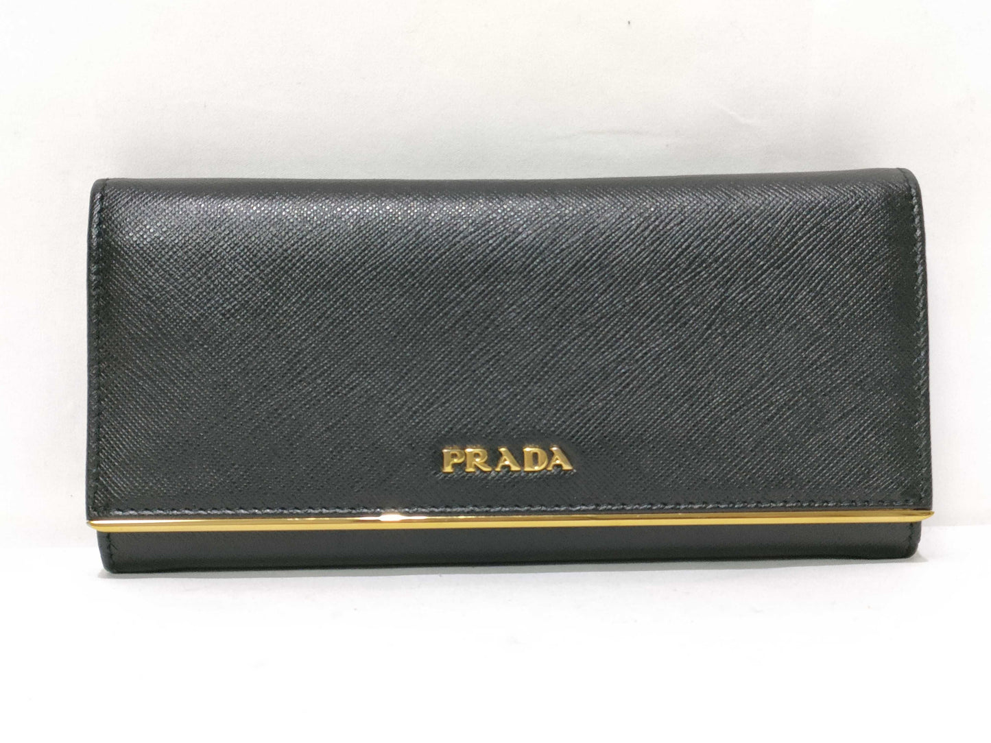 Prada Black Saffiano Metal Leather Continental Wallet EC-0055