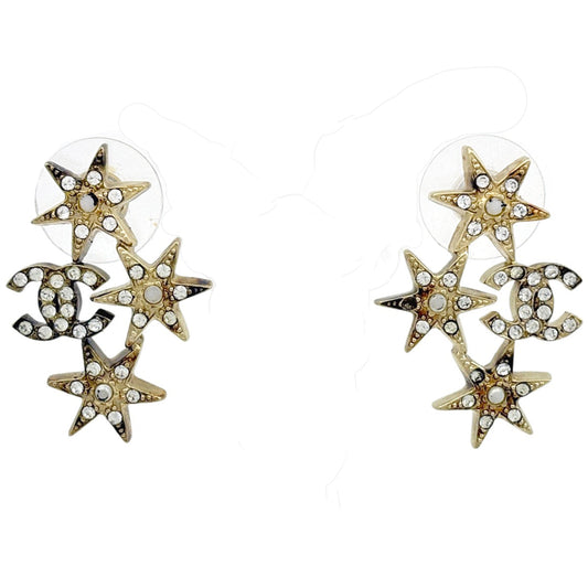 Chanel CC Rhinestone Pierced Earrings (JP)