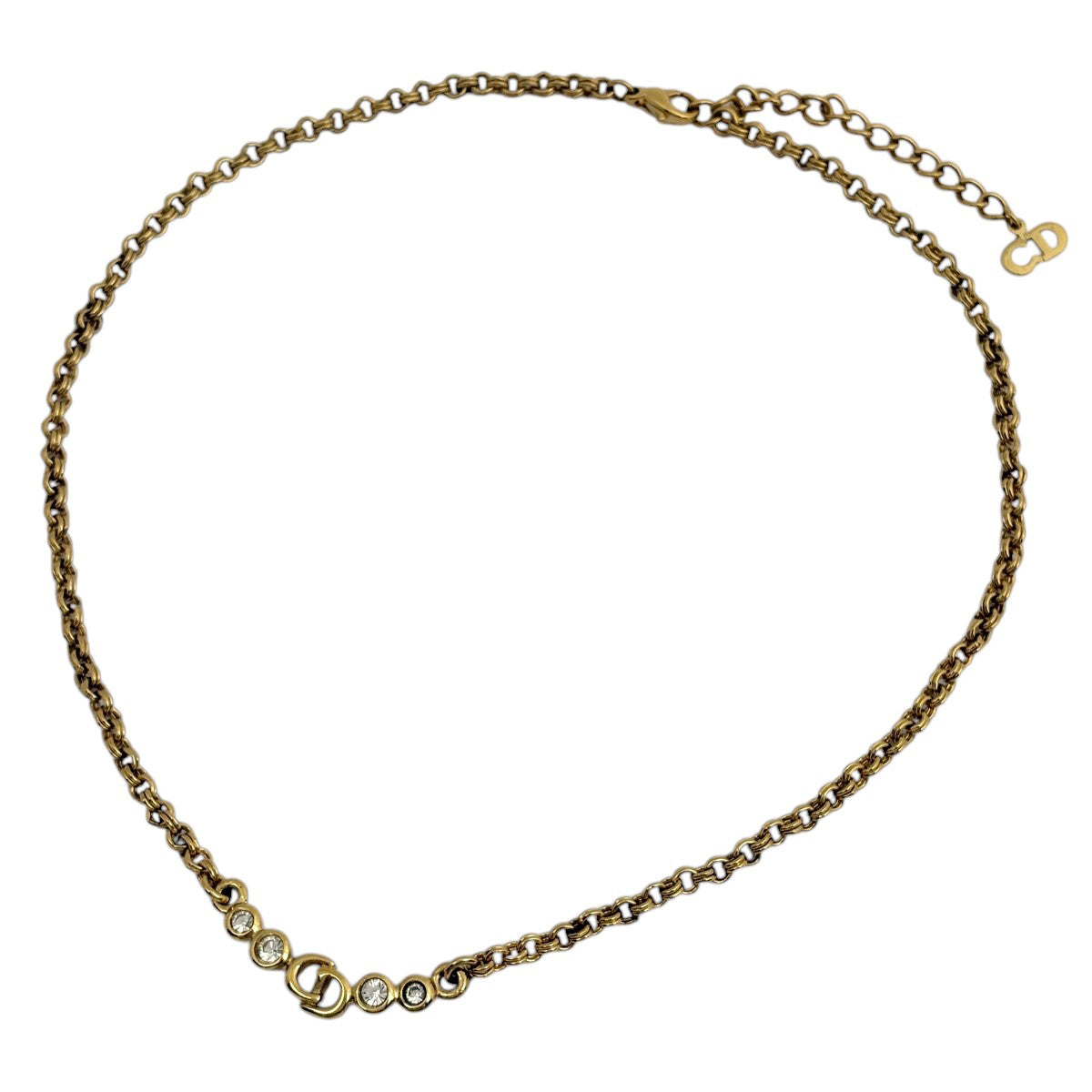 Christian Dior Logo Rhinestone Necklace (JP)