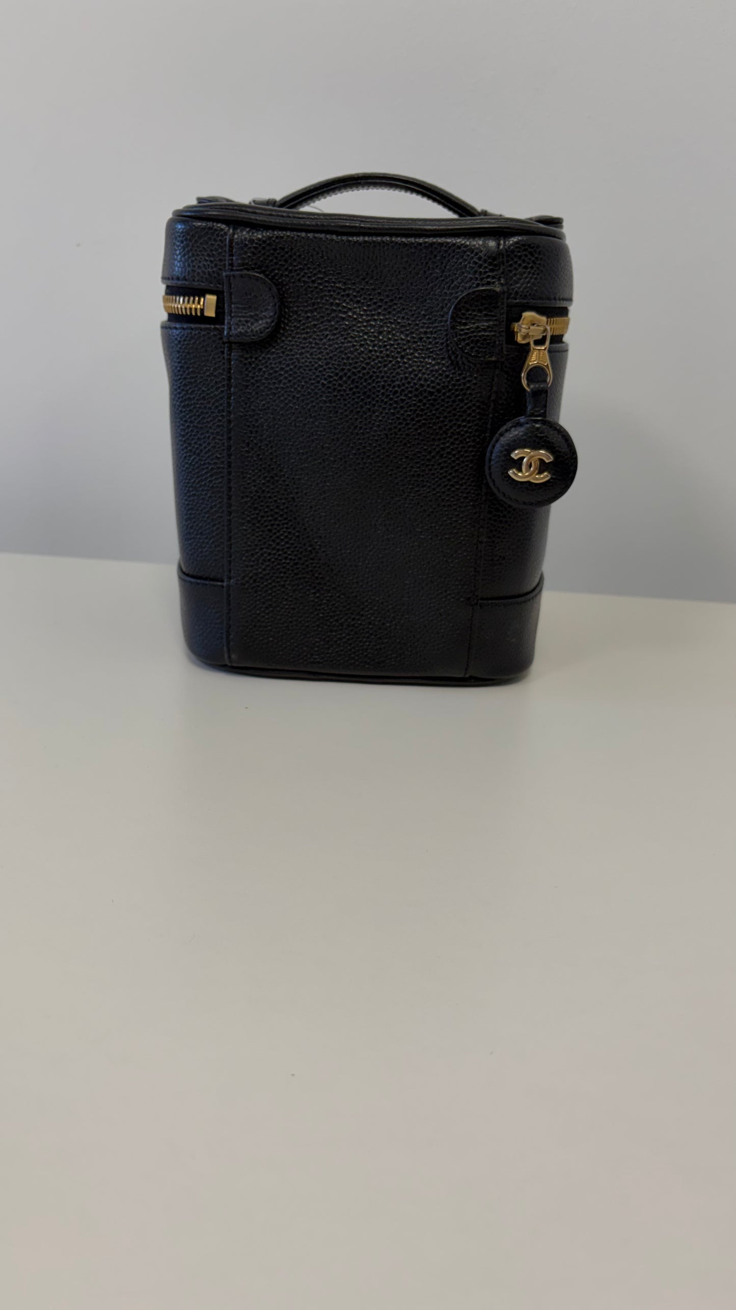 Chanel Black Caviar Vanity Vertical Handbag