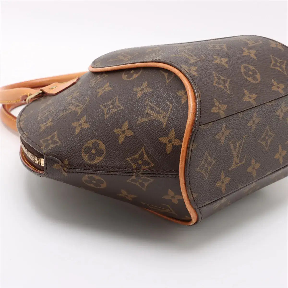 Louis Vuitton Monogram Ellipse PM Brown M51127 SD1929 (Pre-Owned) side view showing rounded shape and monogram canvas.