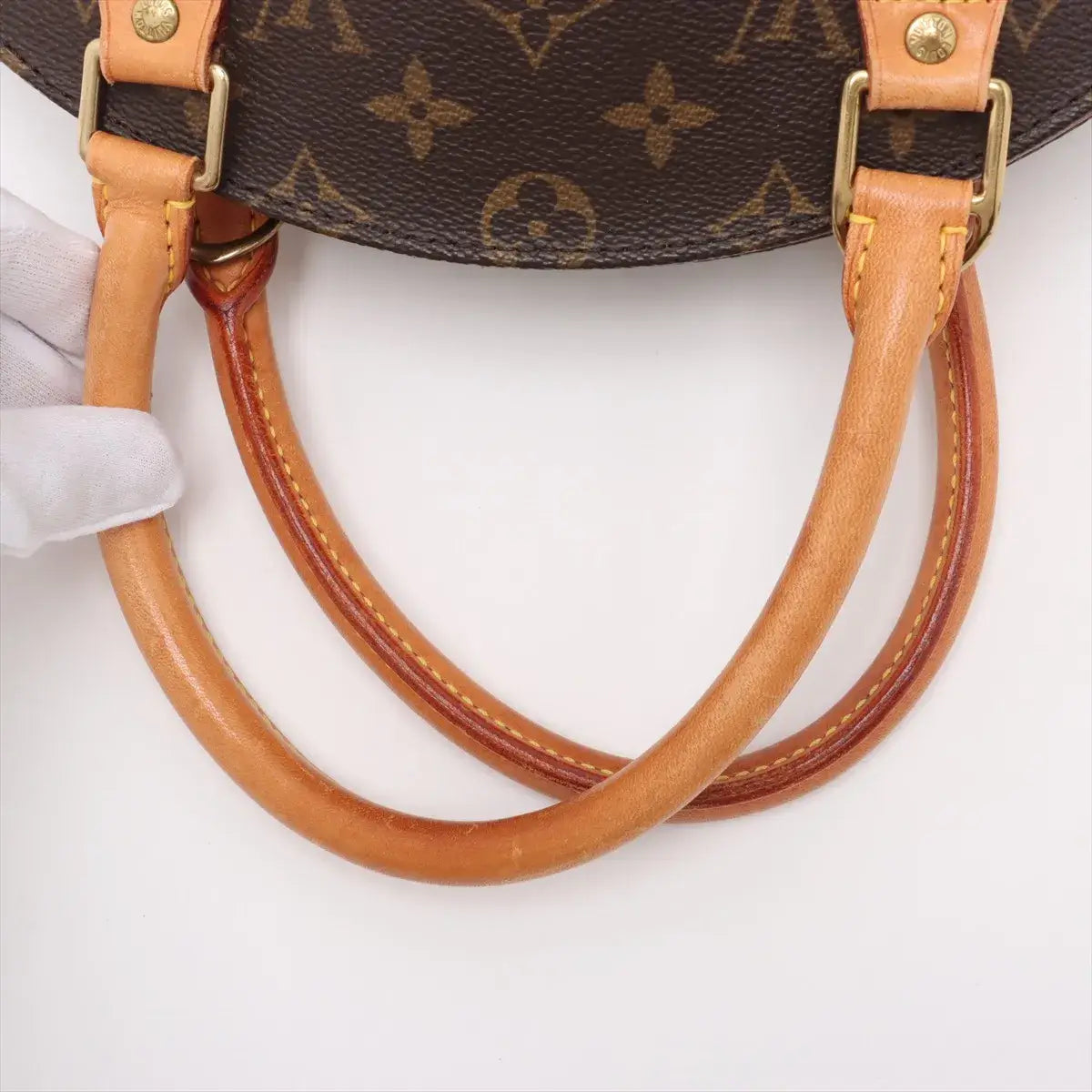 Louis Vuitton Monogram Ellipse PM Brown M51127 SD1929 (Pre-Owned) leather handles and detail.