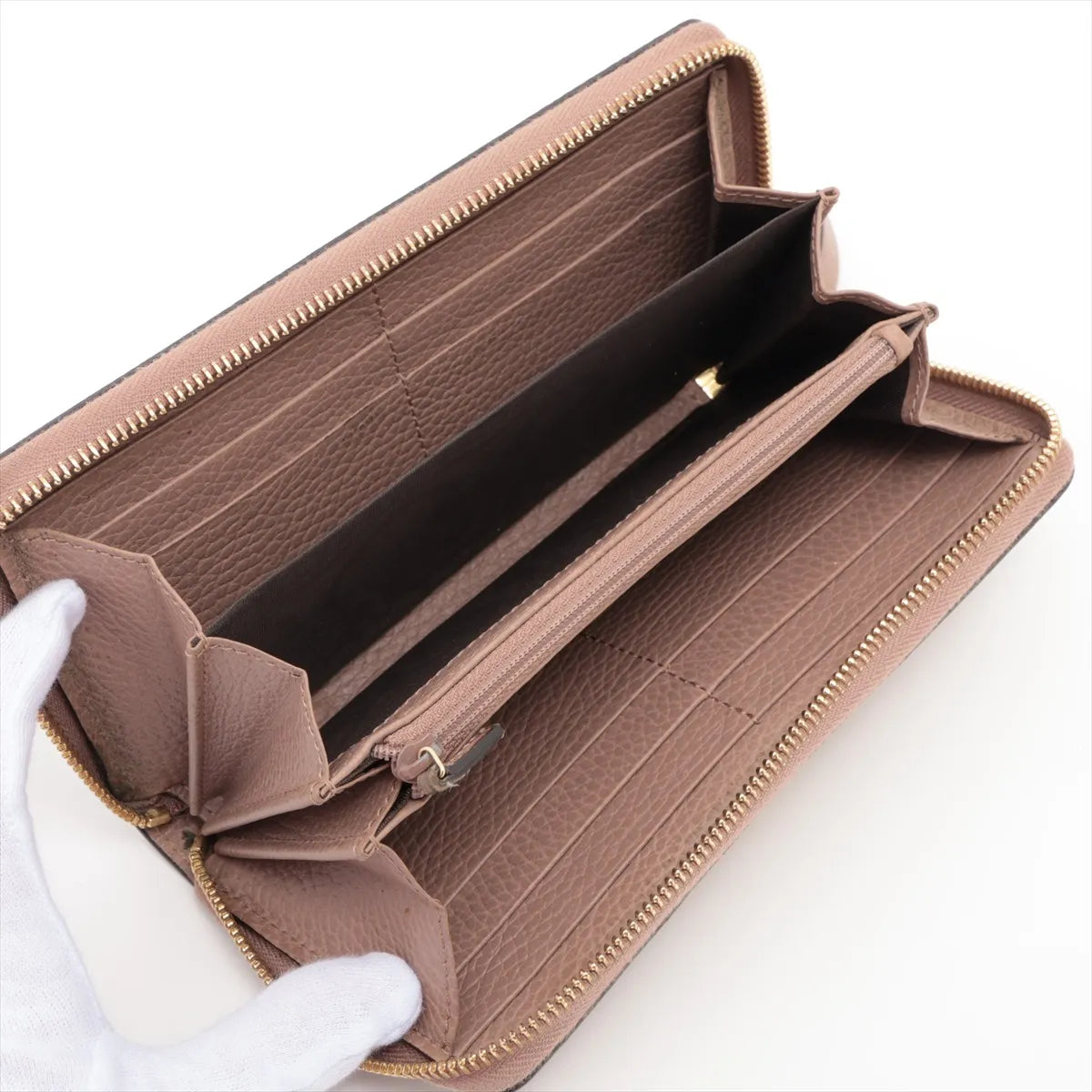 Gucci GG Marmont Canvas & Lleather Zip Round Wallet (SB08-51)
