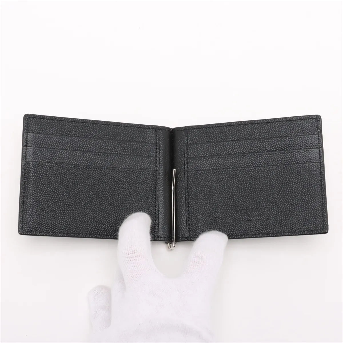 Saint Laurent Paris Leather Money Clip Wallet Black (SB08-548)