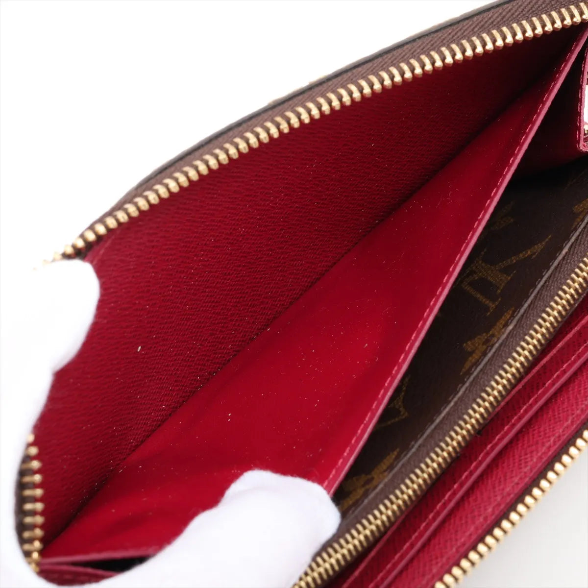 Louis Vuitton Monogram Portofeuille Clemence Fuschia Zip Round Wallet (SB08-627)