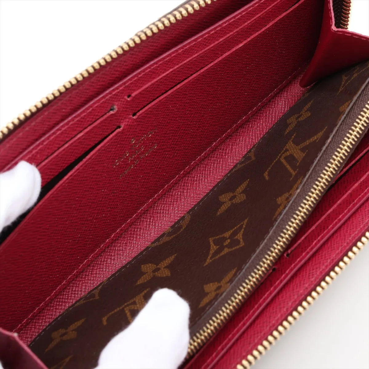 Louis Vuitton Monogram Portofeuille Clemence Fuschia Zip Round Wallet (SB08-627)