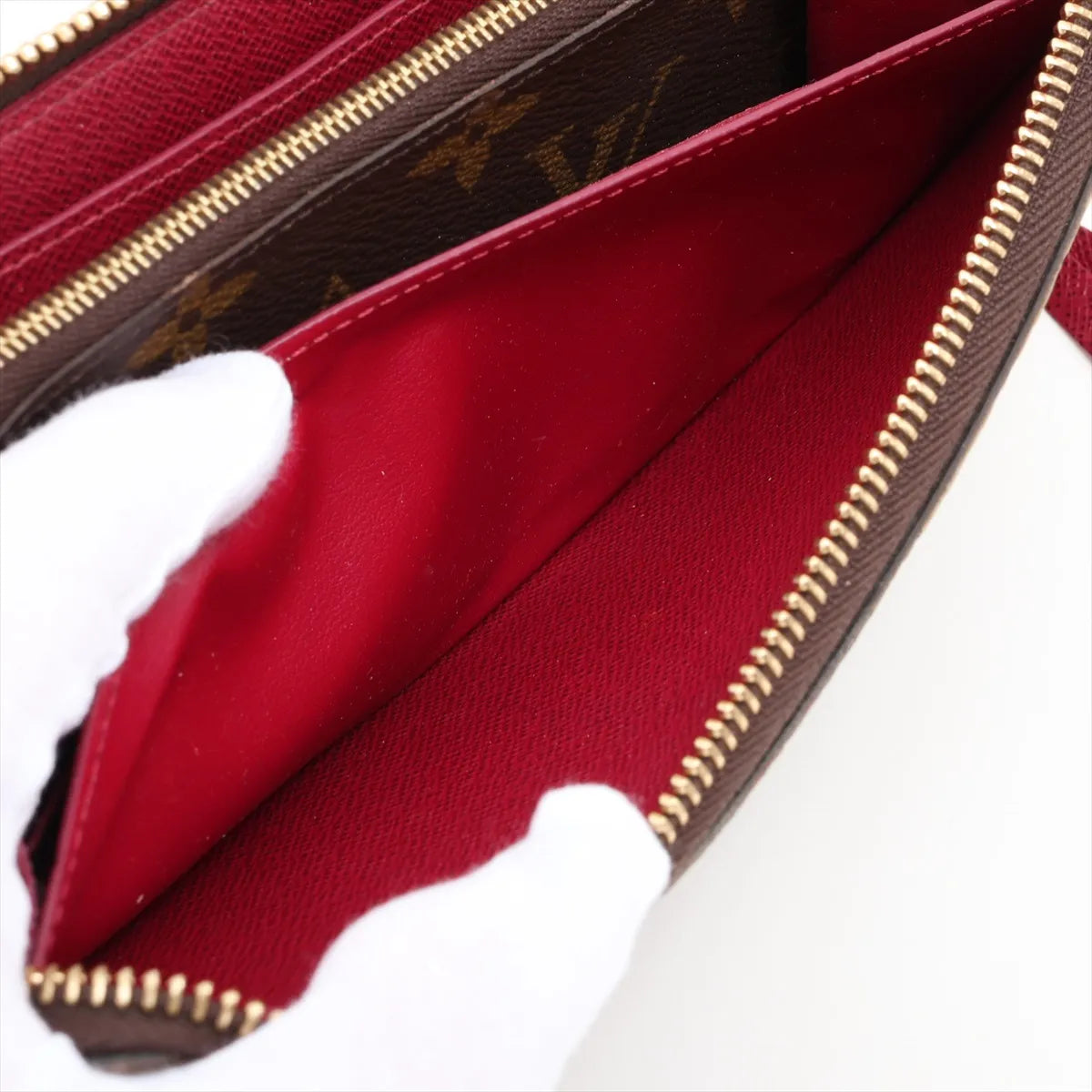 Louis Vuitton Monogram Portofeuille Clemence Fuschia Zip Round Wallet (SB08-627)