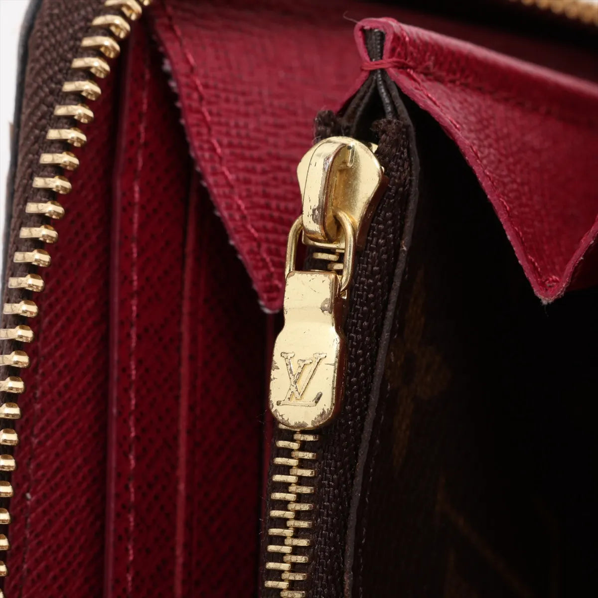 Louis Vuitton Monogram Portofeuille Clemence Fuschia Zip Round Wallet (SB08-627)
