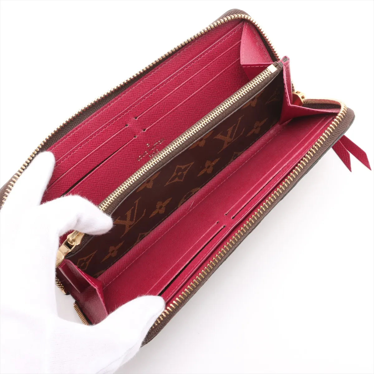 Louis Vuitton Monogram Portofeuille Clemence Fuschia Zip Round Wallet (SB08-1101)