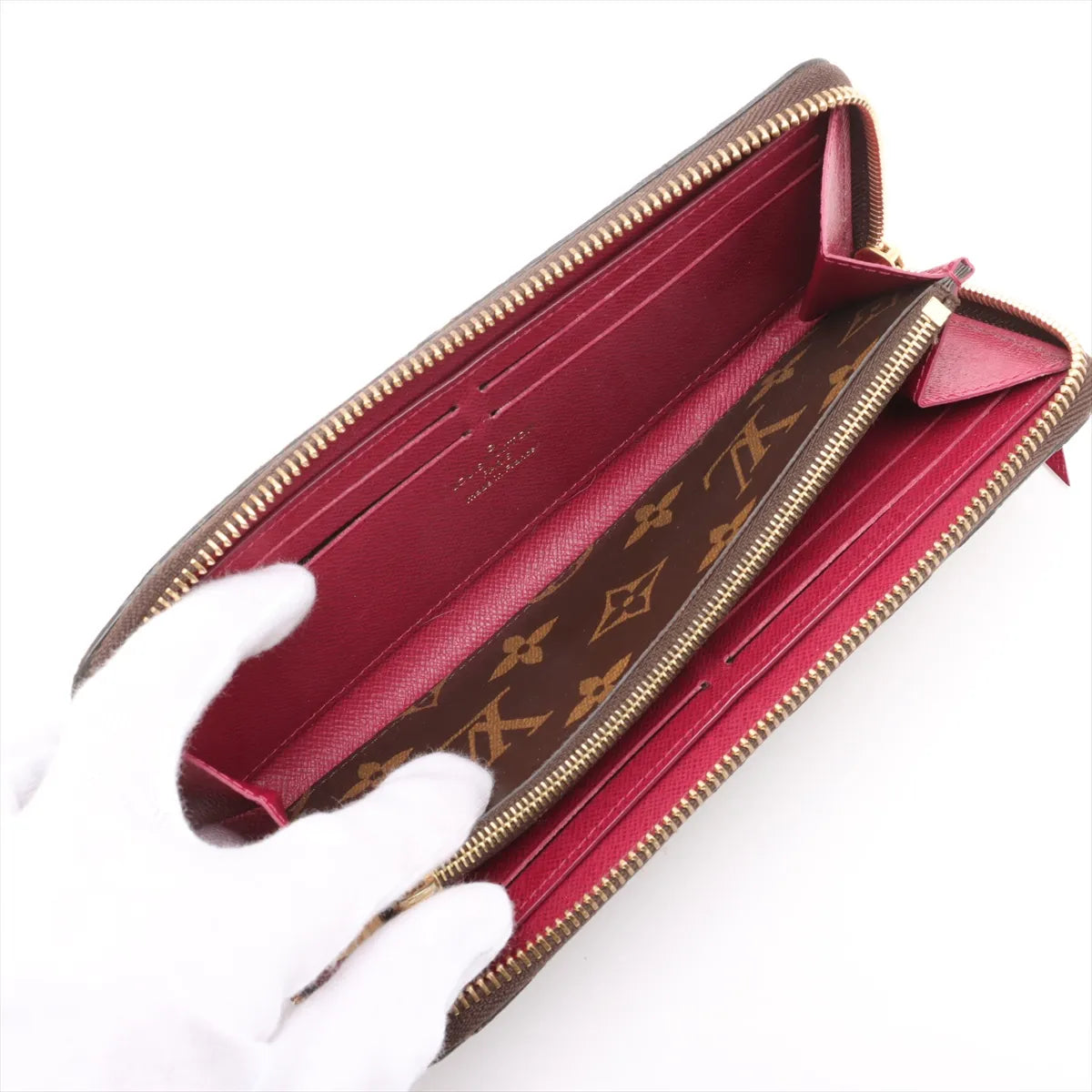 Louis Vuitton Monogram Portofeuille Clemence Fuschia Zip Round Wallet (SB08-1101)