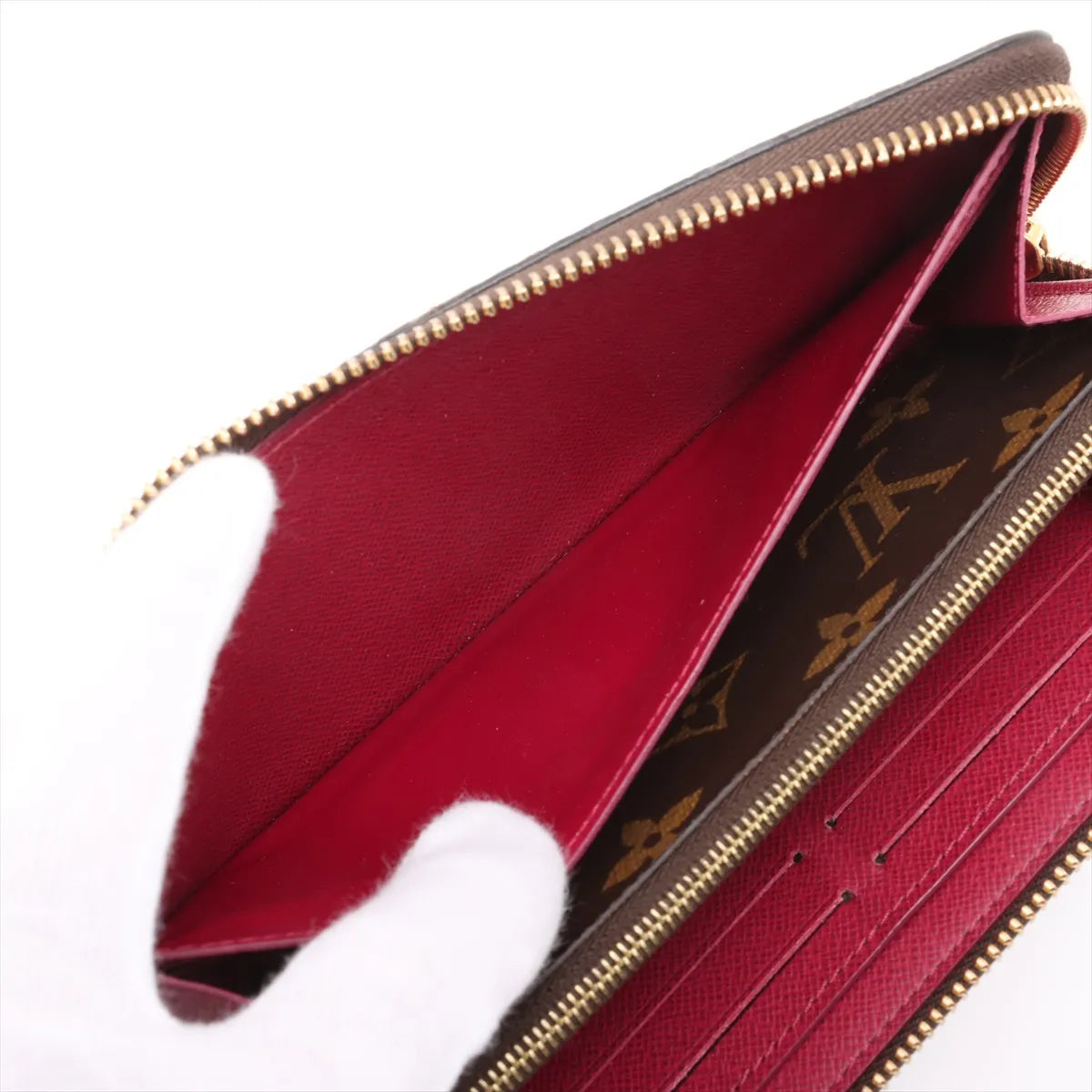 Louis Vuitton Monogram Portofeuille Clemence Fuschia Zip Round Wallet (SB08-1101)