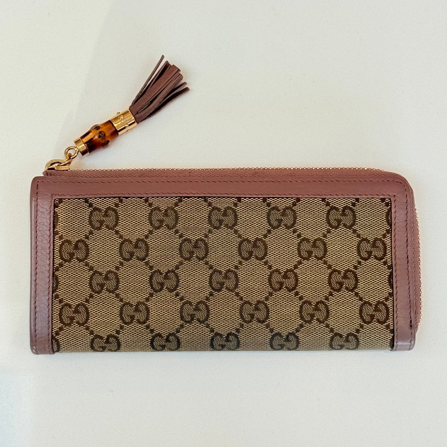 Gucci Canvas Bamboo Zip Wallet