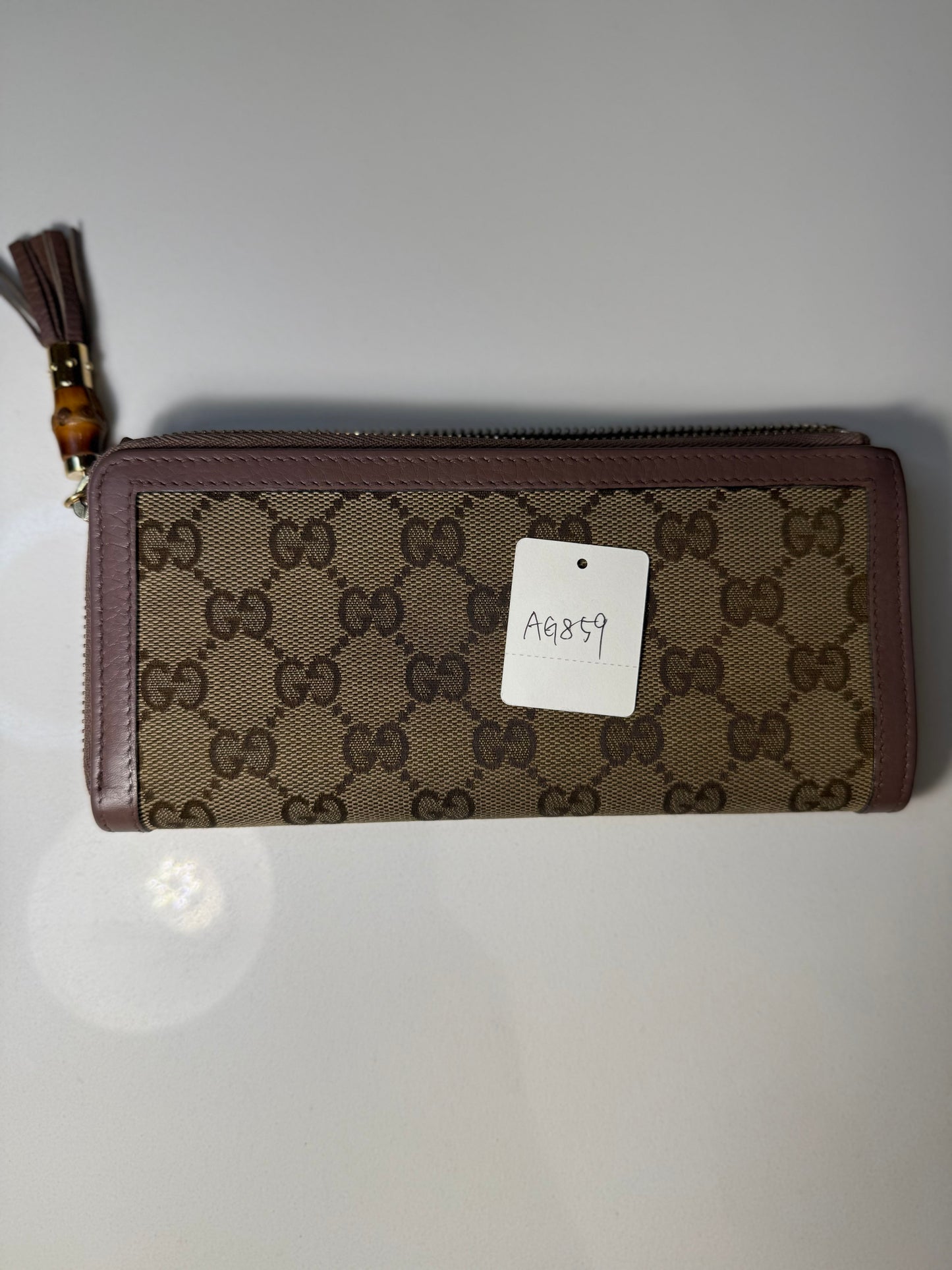 Gucci Canvas Bamboo Zip Wallet