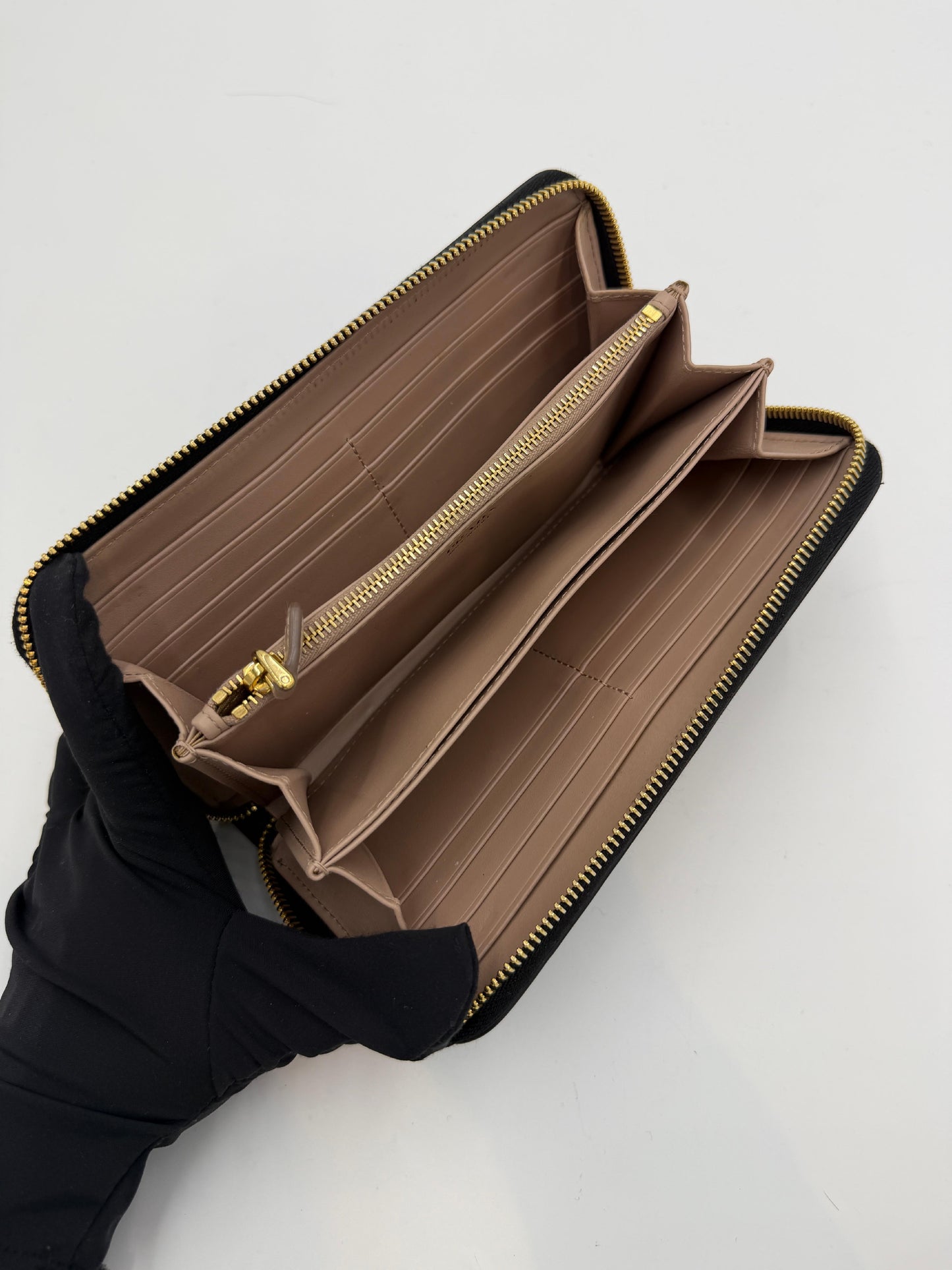 Prada Saffiano Ribbon Zip Wallet