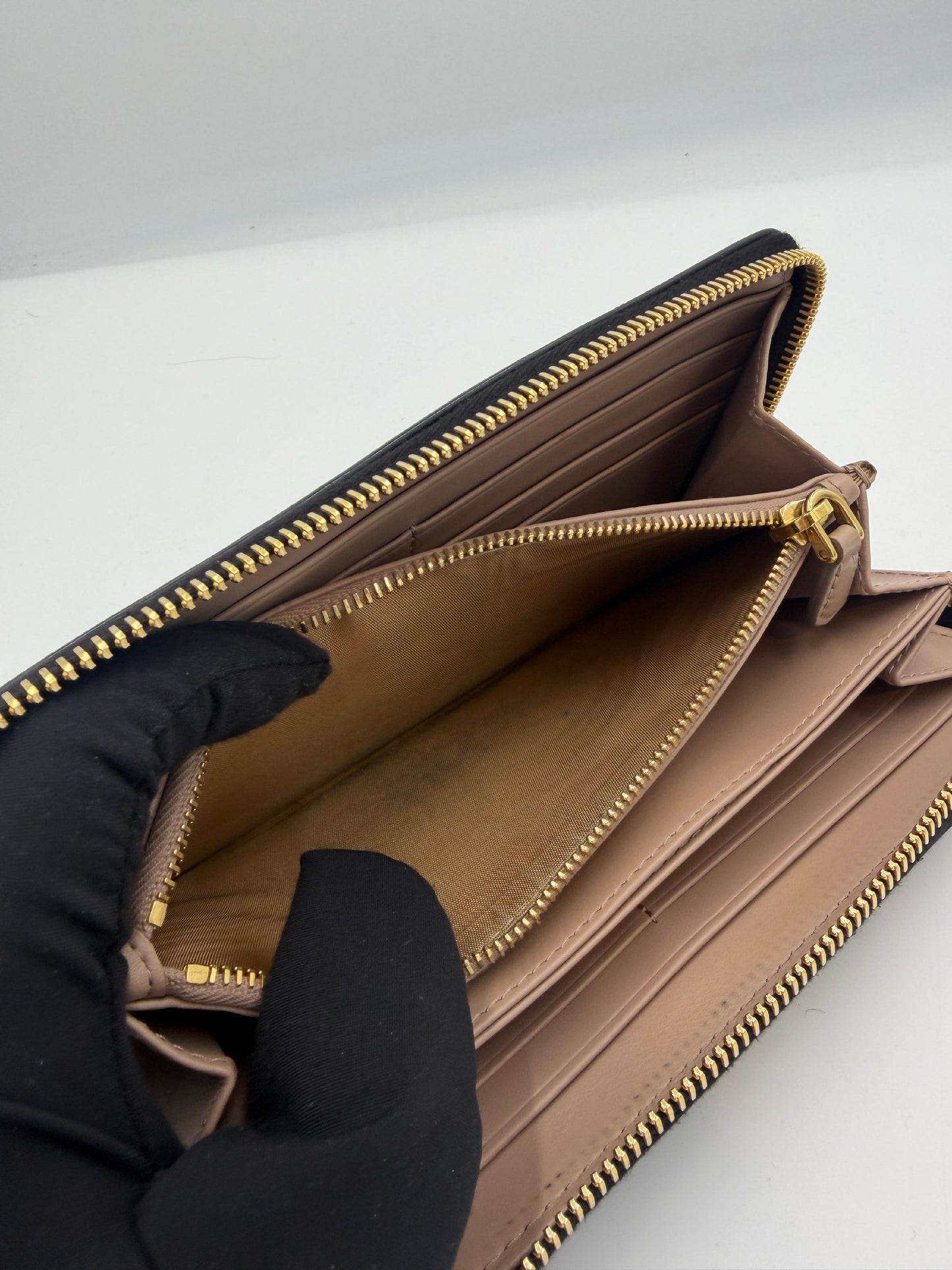 Prada Saffiano Ribbon Zip Wallet