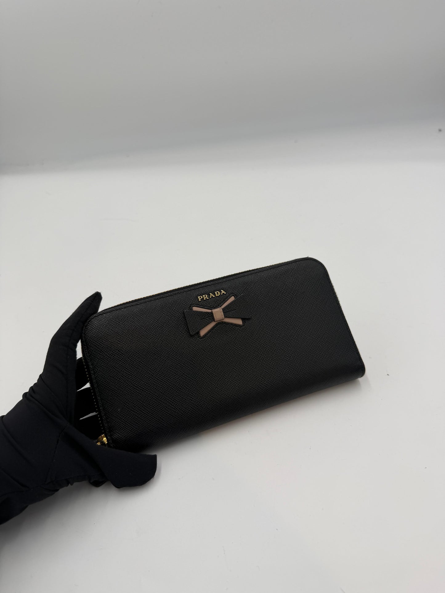 Prada Saffiano Ribbon Zip Wallet