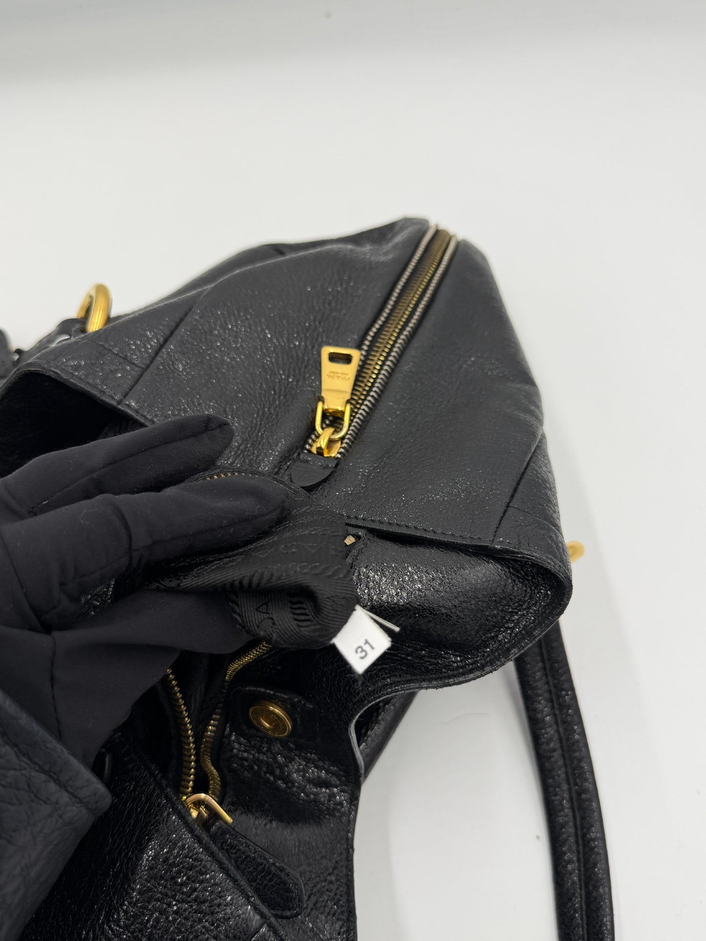 Prada Black Vitello Shine Tote