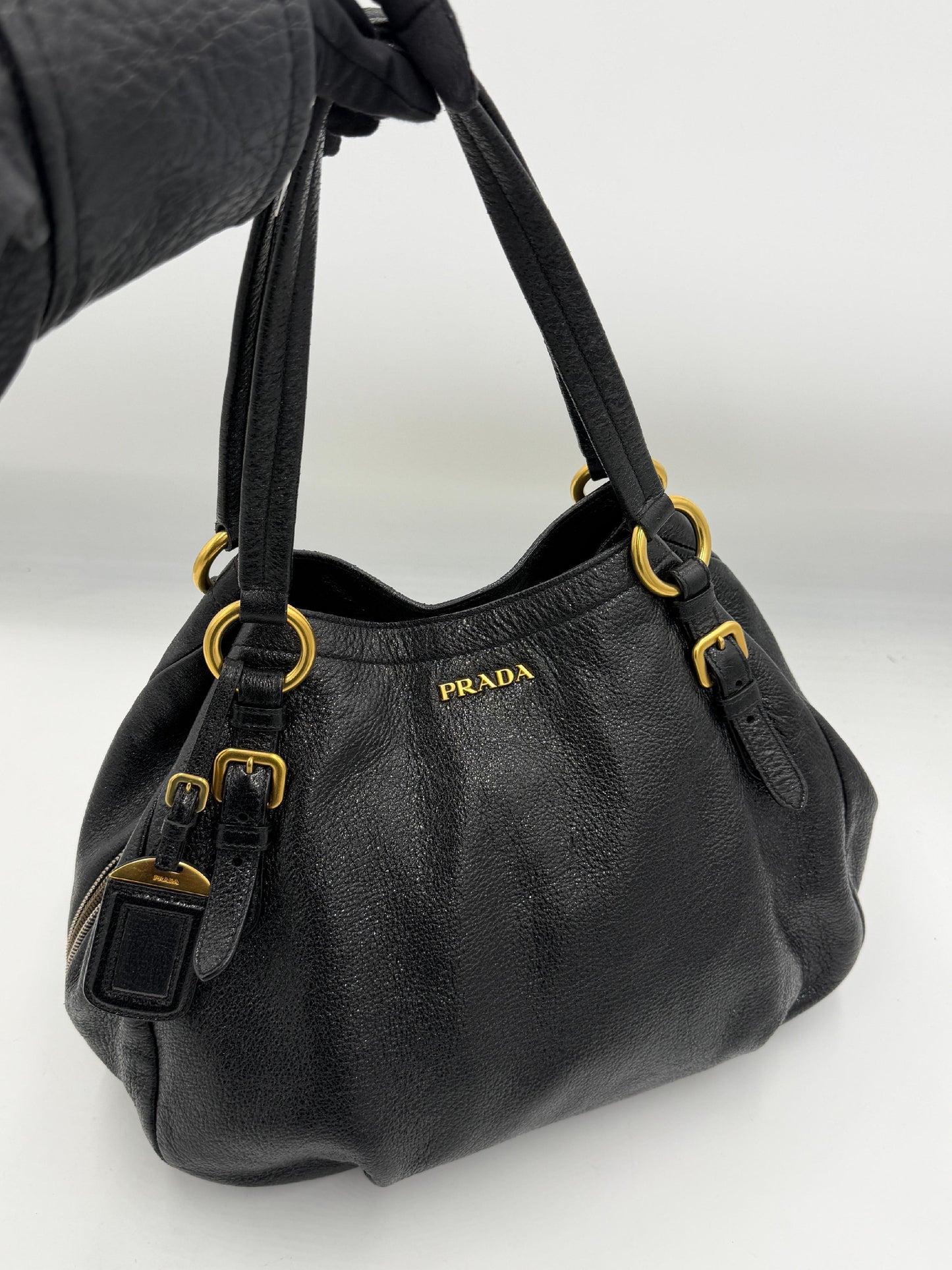 Prada Black Vitello Shine Tote