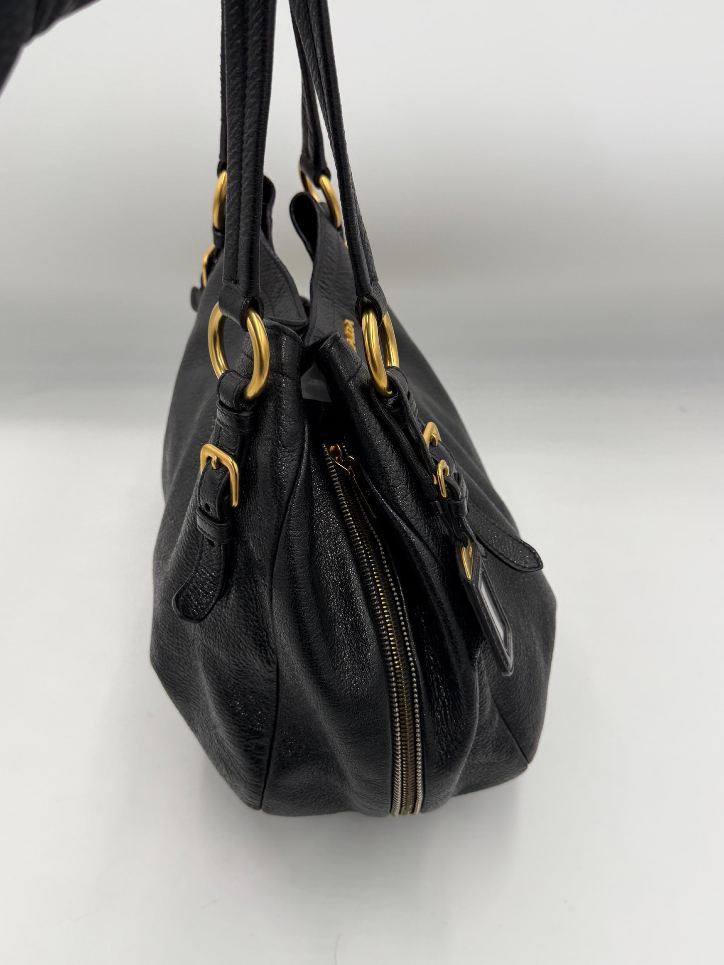 Prada Black Vitello Shine Tote