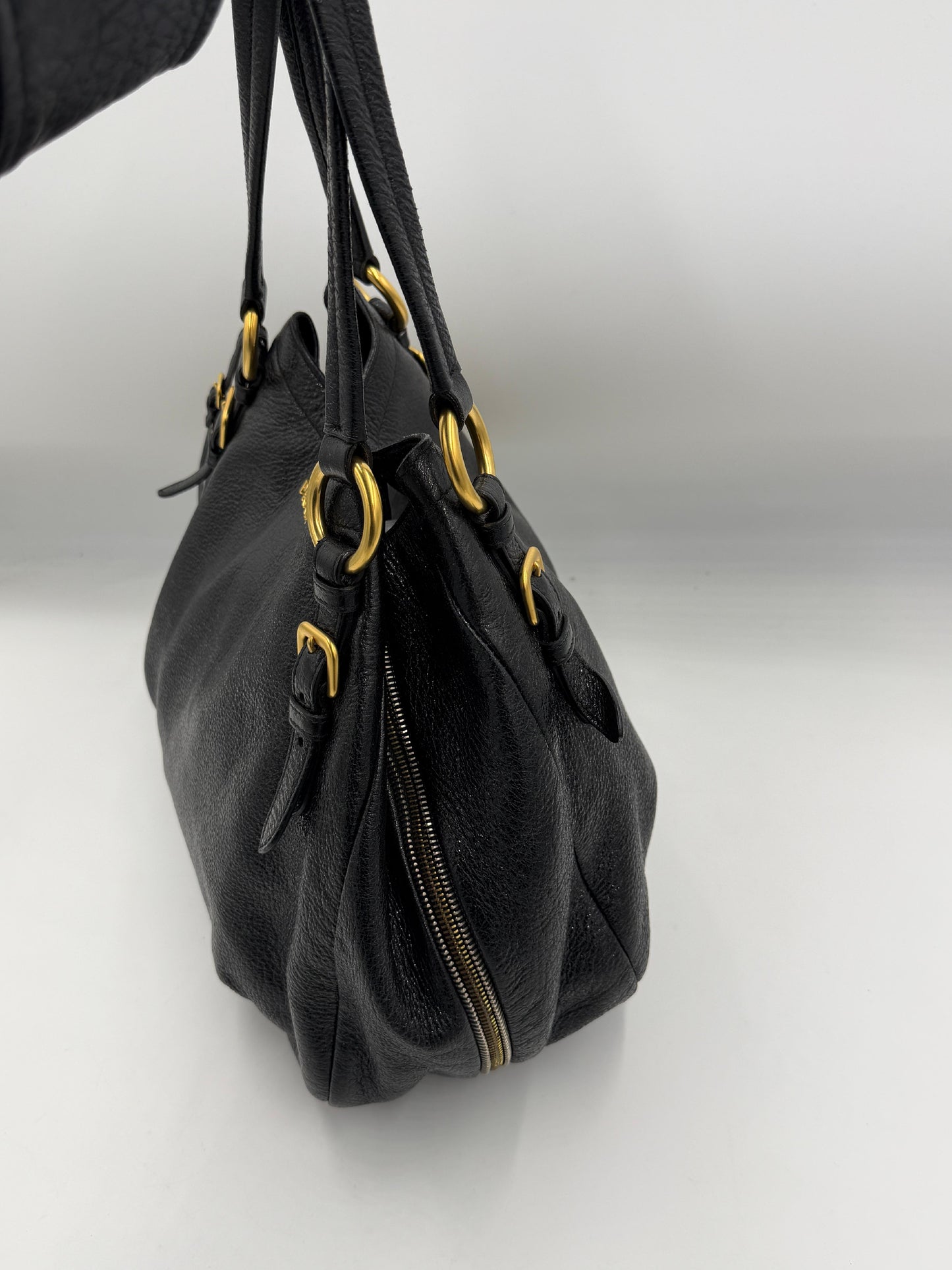 Prada Black Vitello Shine Tote