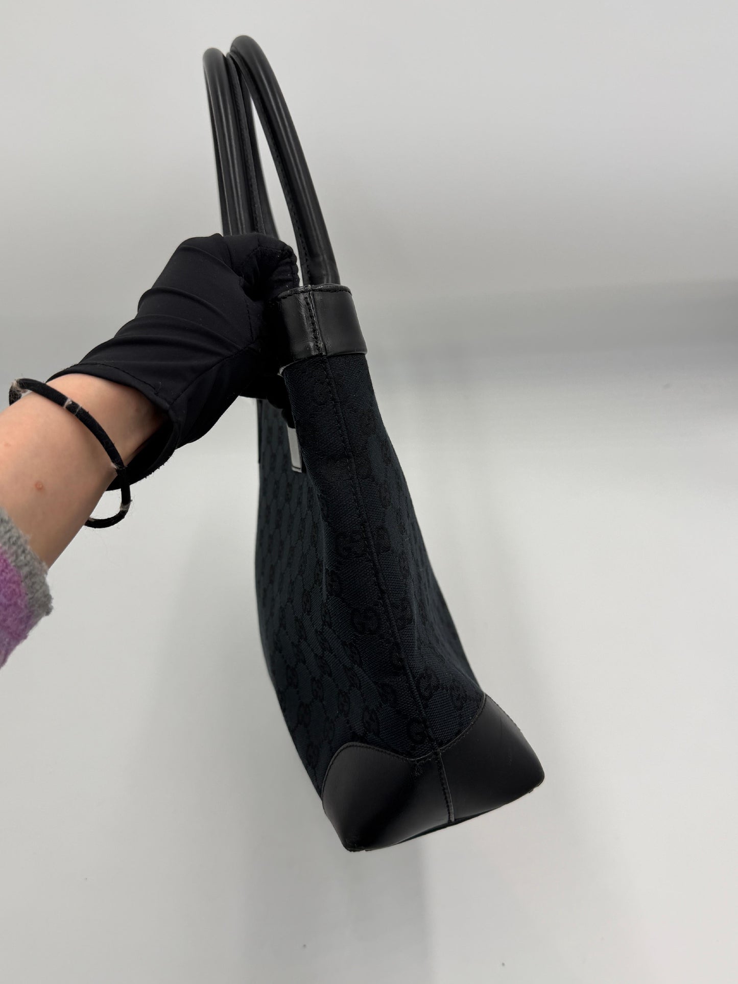 Gucci GG Black Canvas Tote Handbag