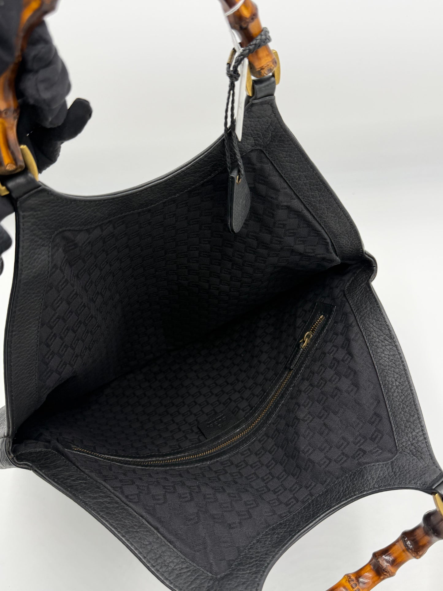 Gucci Bamboo Black Leather Hobo Bag