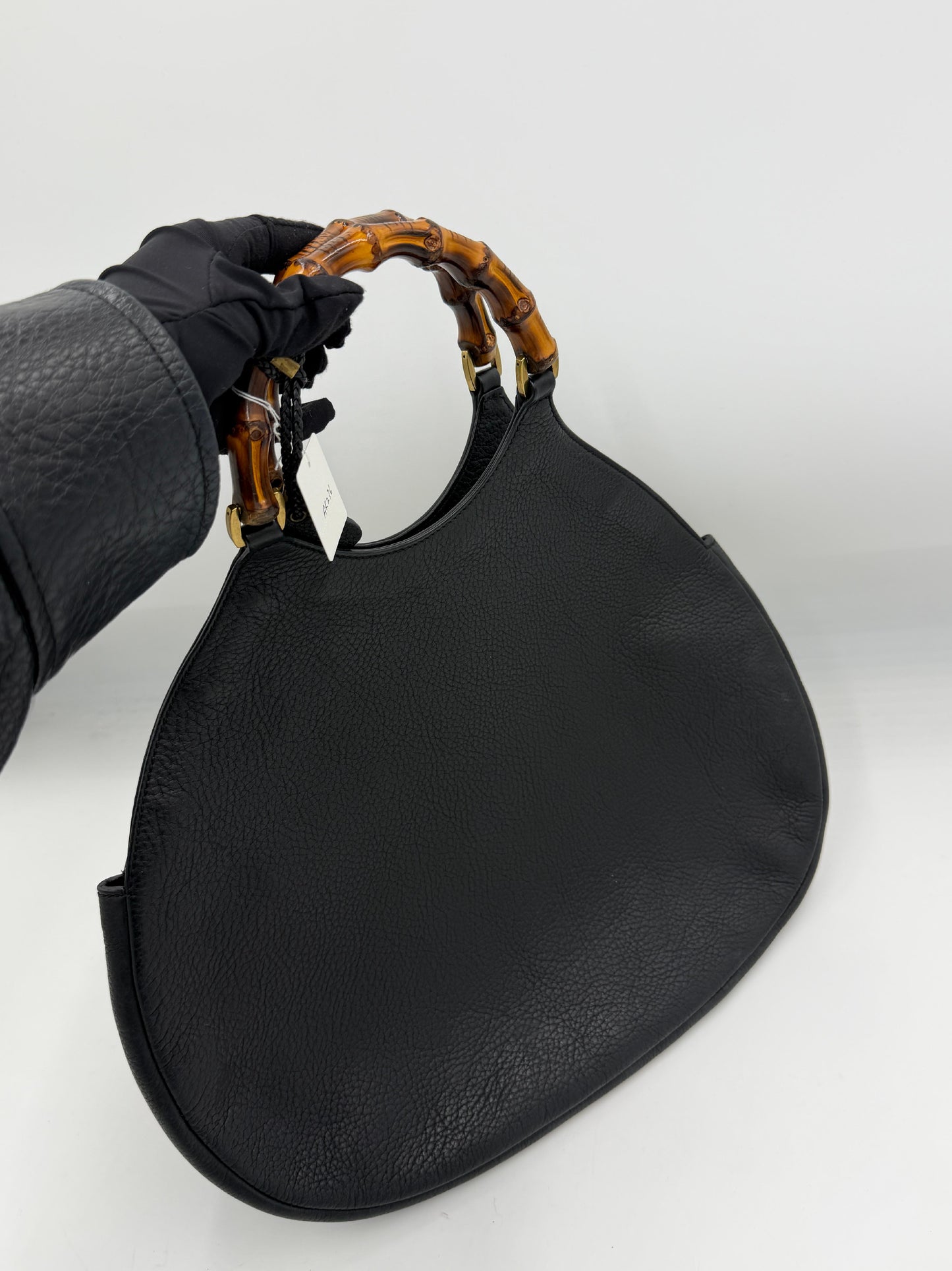 Gucci Bamboo Black Leather Hobo Bag