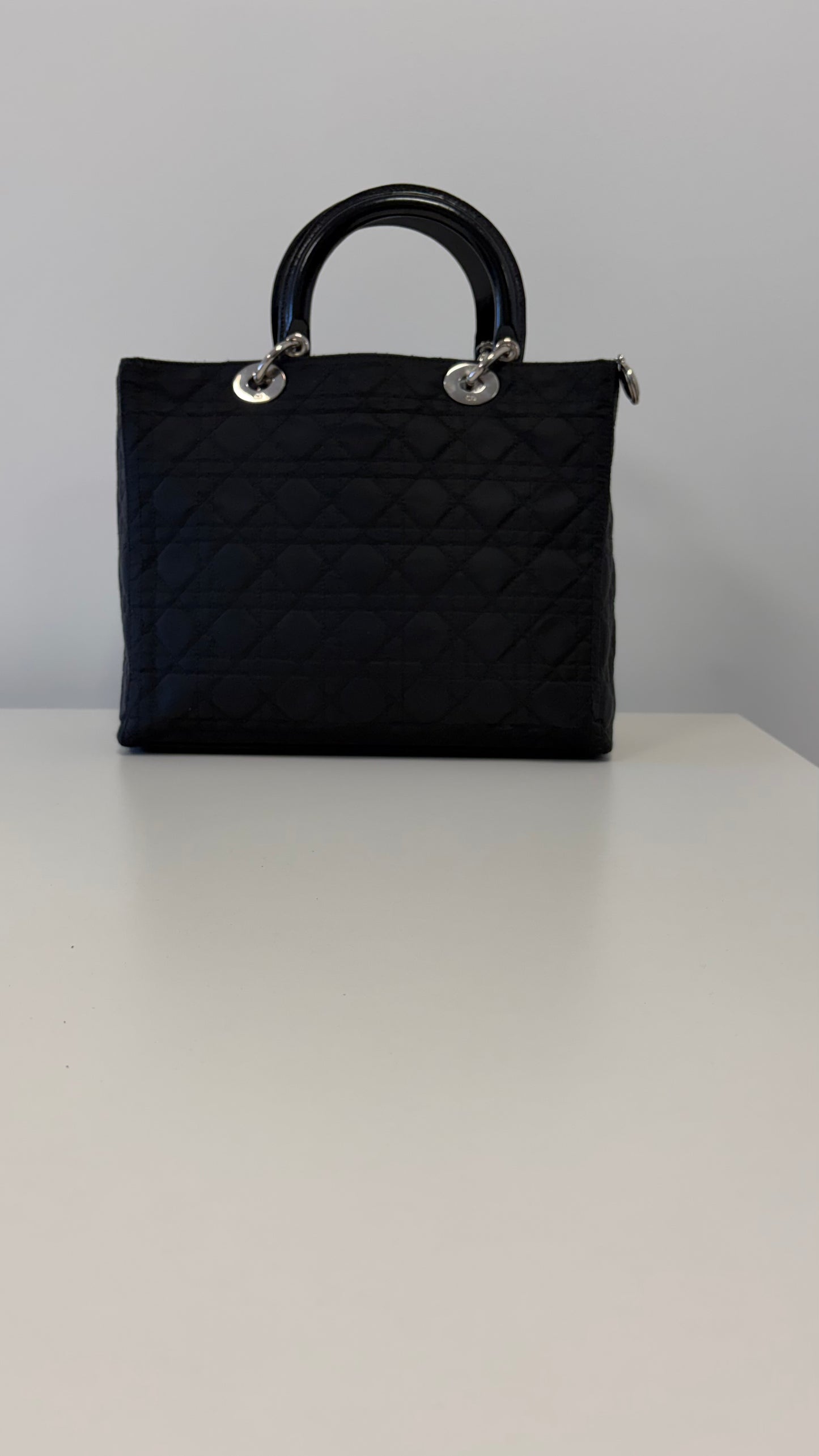 Dior Black Nylon Lady Dior Handbag