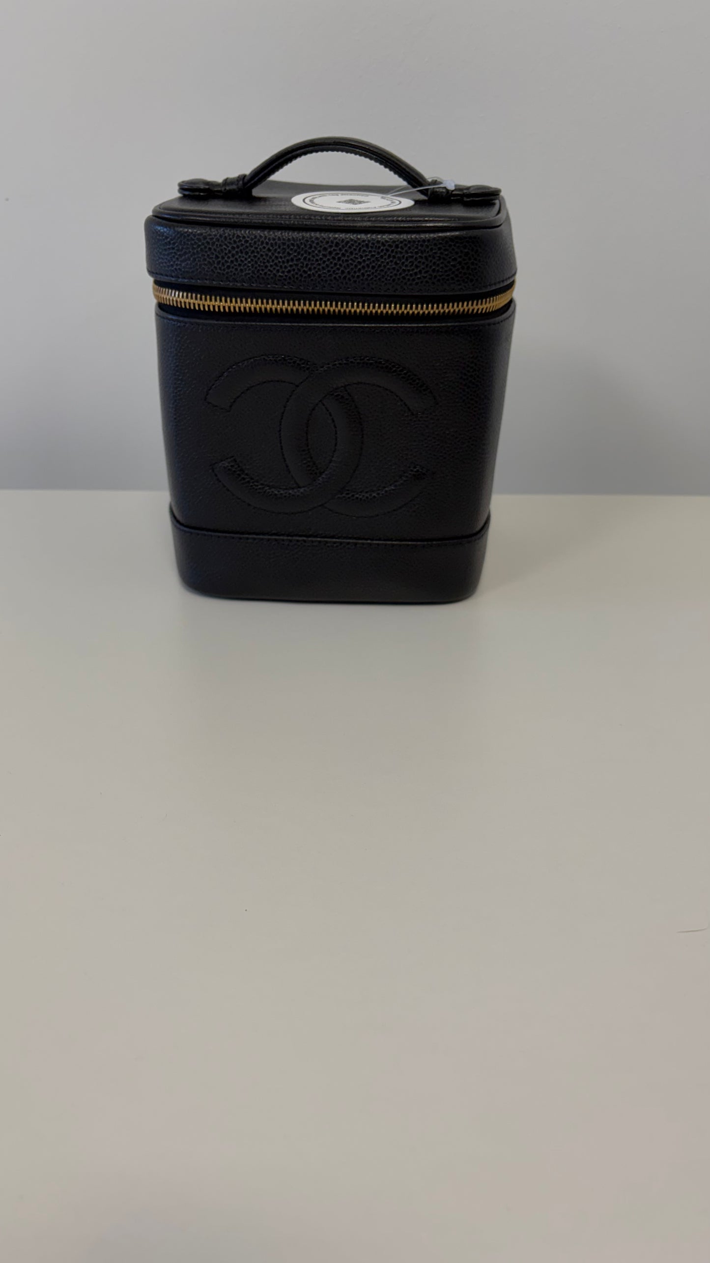 Chanel Black Caviar Vanity Vertical Handbag