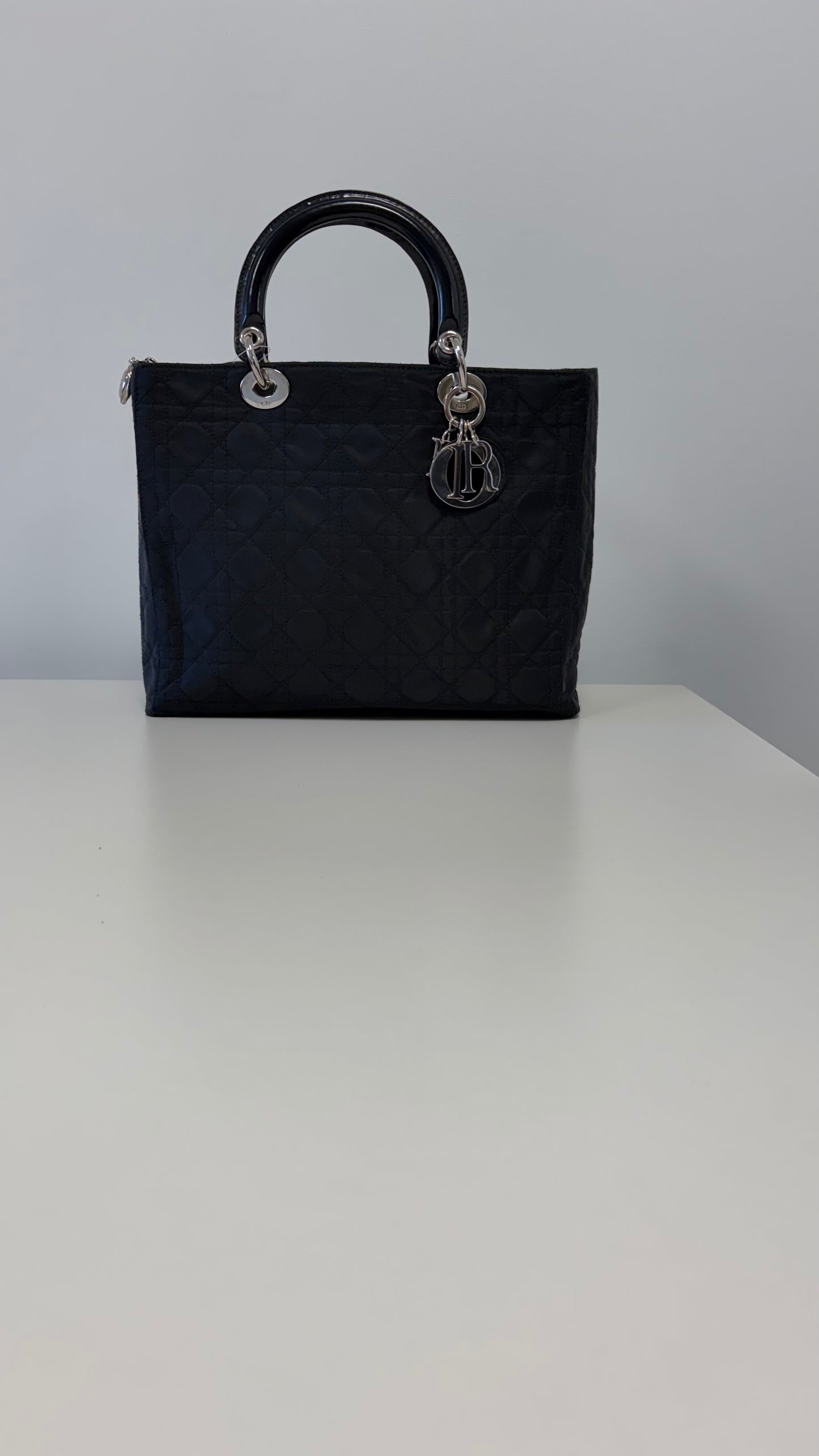 Dior Black Nylon Lady Dior Handbag